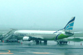 釜山の金海国際空港に駐機する「エアプサン」